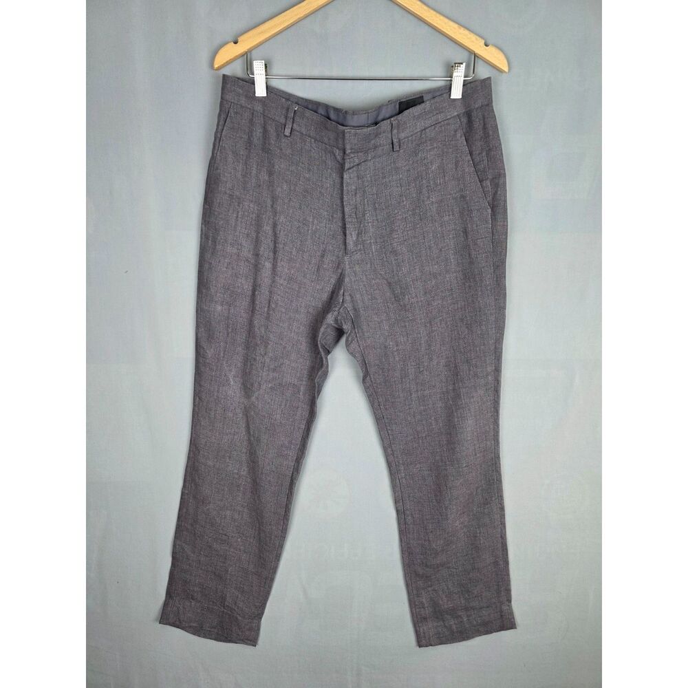 H&M Linen Dress Pants Grey Size 34R Slim Fit Summer Lightweight Casual
